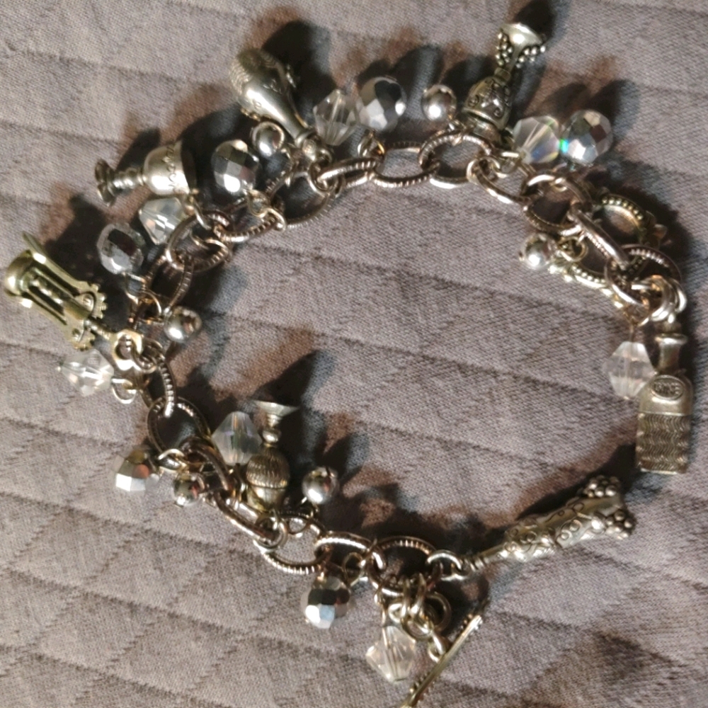 wine themed charm bracelet